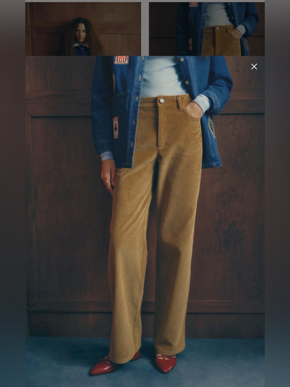 Sézane x Antoinette NWT Poisson "Le Wide Leg" Corduroy Pants - Tan Beige US 2